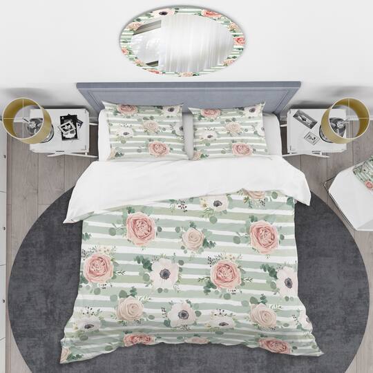Designart 'Floral Retro Pattern V' Mid-Century Duvet Cover Set